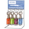 Набор-дисплей 36 шт: нож-брелок OPINEL №2, нержавеющая сталь, голубой/оранжевый/зеленый/фиолетовый 001428