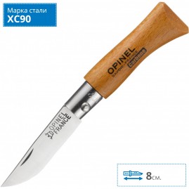 Нож OPINEL №2 углеродистая сталь, рукоять из дерева бука 111020