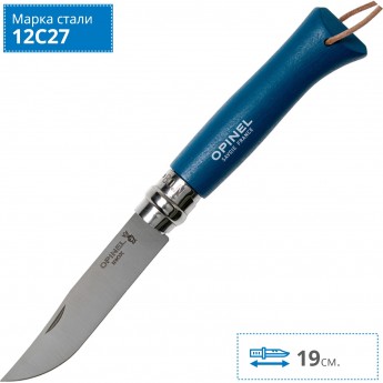 Нож OPINEL №8 TREKKING, нержавеющая сталь, синий, с чехлом 001891