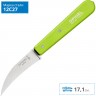 Нож для чистки овощей OPINEL №114, деревянная рукоять, нержавеющая сталь, зеленый, блистер, 001925