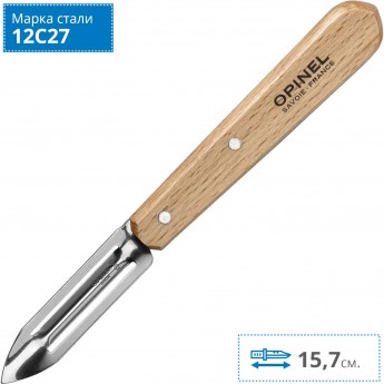 Нож для чистки овощей OPINEL №115, деревянная рукоять, нержавеющая сталь, блистер, 001928
