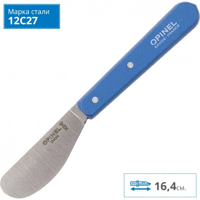 Нож для масла OPINEL №117, деревянная рукоять, блистер, нержавеющая сталь, синий, 001937