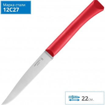 Нож столовый OPINEL N°125 , полимерная ручка, нерж, сталь, красный. 001902