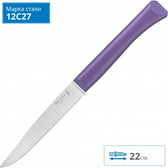 Нож столовый OPINEL N°125, полимерная ручка, нерж, сталь, пурпурный. 002191
