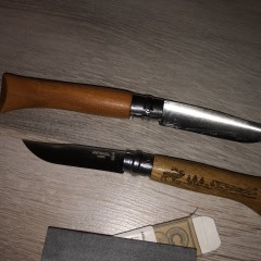 Нож OPINEL №8, нержавеющая сталь, рукоять дуб, гравировка олень, 002332